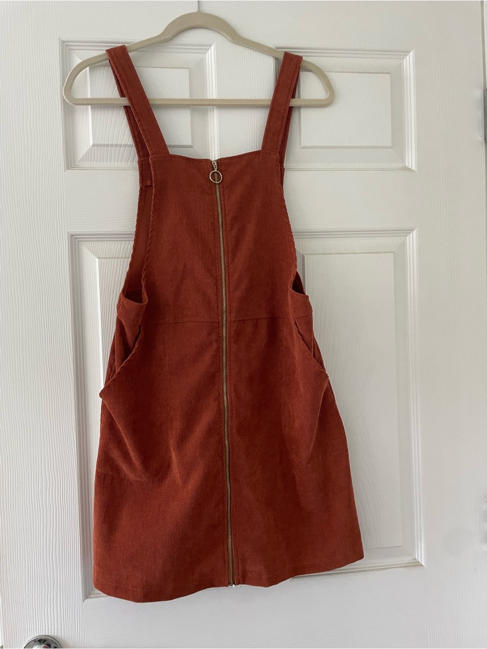 SHEIN Rust Corduroy Zip-Front jumper